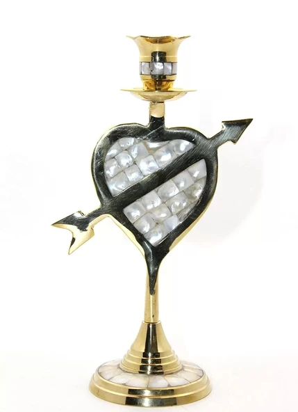 Pirinç Sedefli Tekli Şamdan 11056-8 ürün görseli 1