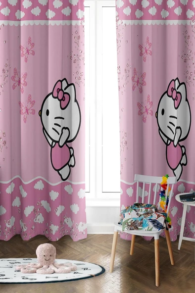 Parlak Saten Mikro Kumaş Çift Kanat Çocuk Odası Fon Perde Takımı PRD0047 RENKLİ 140 X 270 ürün görseli 1