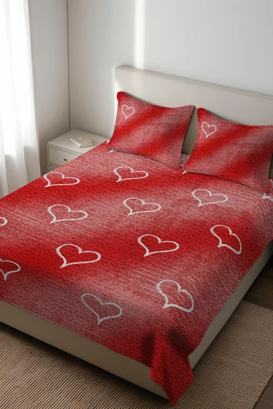 Parlak Kadife Kumaş Kapitoneli Çift Kişilik Yatak Örtüsü Seti (3 Parça) CKY0020 RENKLİ 240 X 260 ürün görseli