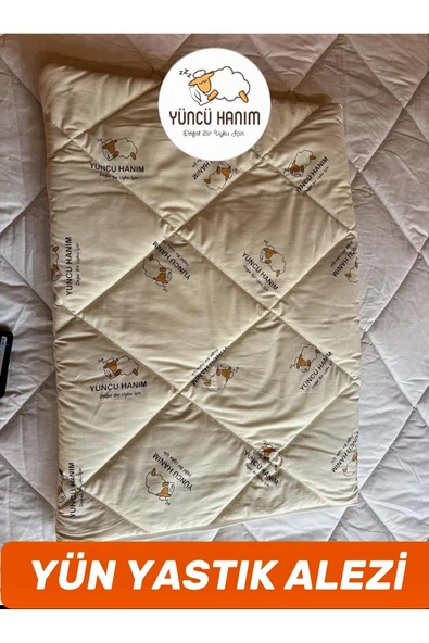 Yüncü Hanım Kuzu Yünü Dolgulu Kapitoneli Yastık Alezi , Doğal Pamuk Kumaş 50x70 cm (2 Adet) - 2