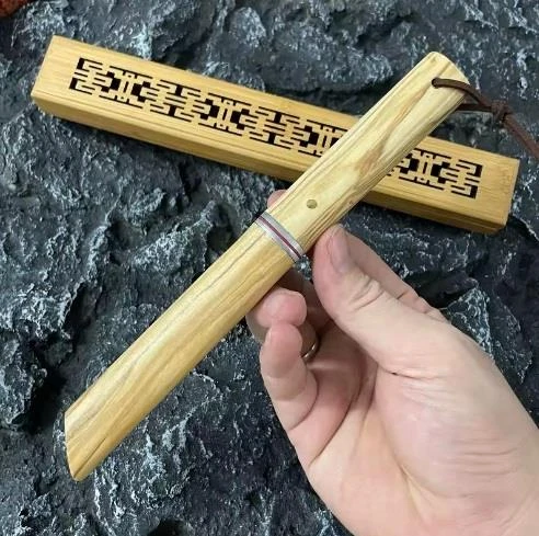 Damascus Tanto Japon EDC Zeytin Ağacı Sap - Resim 3