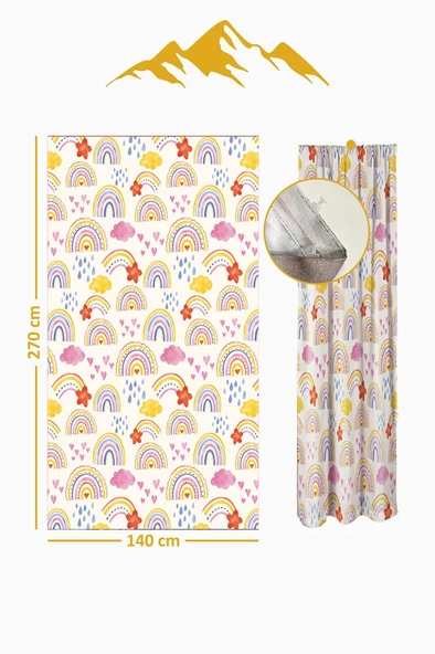 Parlak Saten Mikro Kumaş Çift Kanat Çocuk Odası Fon Perde Takımı PRD0031 RENKLİ 140 X 270 - Resim 2