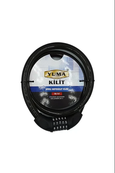 Yuma Ym-747 120cm 20mm 5 Şifreli Siyah Motorsiklet Kilidi ürün görseli