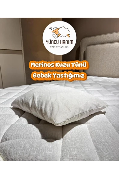 Yüncü Hanım %100 Merinos Kuzu Yünü Dolgulu Bebek Yorganı 95x145 cm+ Yün Dolgu Bebek Yastığı Hediyeli - 3