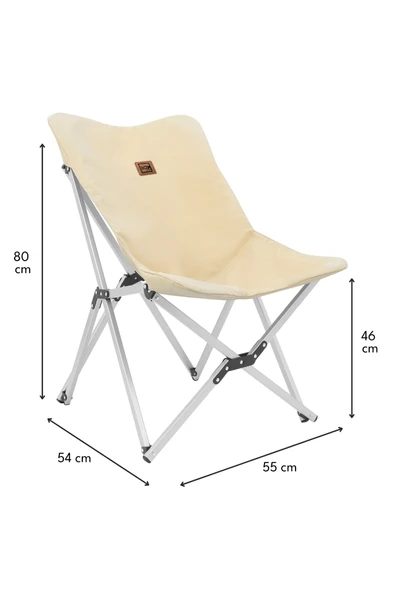Box&Box Alüminyum Katlanabilir Kamp Sandalyesi, Piknik Sandalyesi, Taşıma Çantalı, Kumaş, Krem - Resim 7