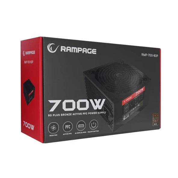 <![CDATA[RAMPAGE 700W 80+ BRONZE RMP-700-80P POWER SUPPLY]]> ürün görseli 1