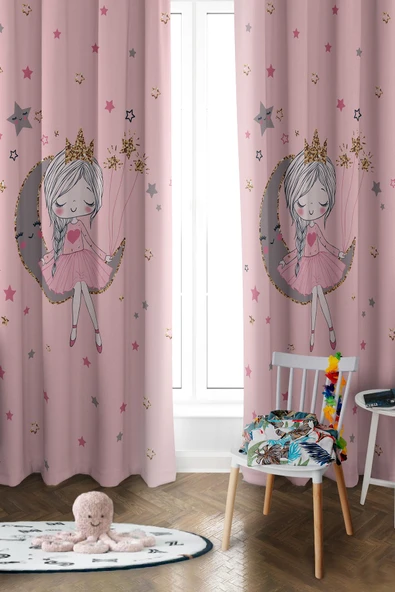 Parlak Saten Mikro Kumaş Çift Kanat Çocuk Odası Fon Perde Takımı PRD0041 RENKLİ 140 X 270 ürün görseli