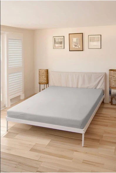 MODA HOME Lastikli Pamuk Penye Çarşaf Gri Littlekingsize