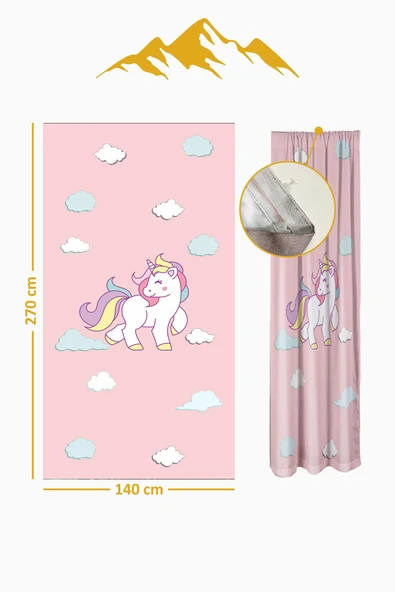 Parlak Saten Mikro Kumaş Çift Kanat Çocuk Odası Fon Perde Takımı PRD0043 RENKLİ 140 X 270 - Resim 2