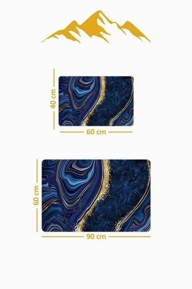 Yıkanabilir Kaymaz Tabanlı Modern Desenli 2'li Banyo Paspas Takımı BPS0017 RENKLİ 60 X 90 - Resim 2