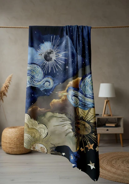 Dijital Baskı Plaj Deniz Havlusu Modern Desenli Peştamal (80X160 cm) HVL0057 RENKLİ 80 X 160 - Resim 2