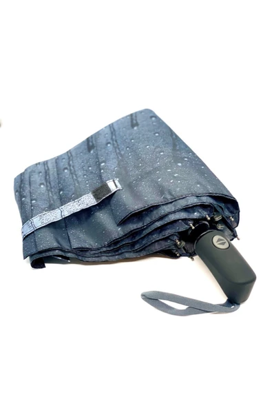 Tam Otomatik Yağmur Desenli Lüx Bayan Şemsiye Gri ürün görseli 1