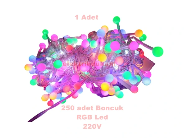 220v Süsleme Ledi RGB 5mt Dış Mekan Sarmaşık Efekt ve Modlu 250li Boncuk Misket Süsleme Ledi IP65 Eklenebilir - Resim 2