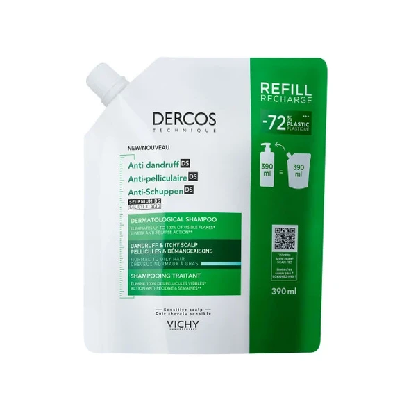 Vichy Dercos Anti Dandruff Kepek Karşıtı Şampuan 390ml - Yağlı Saçlar - Refill ürün görseli 1