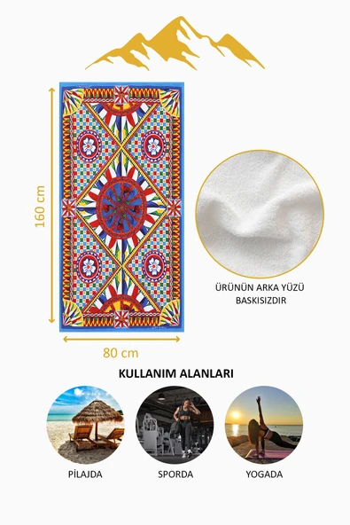 Dijital Baskı Plaj Deniz Havlusu Modern Desenli Peştamal (80X160 cm) HVL0067 RENKLİ 80 X 160 - Resim 4
