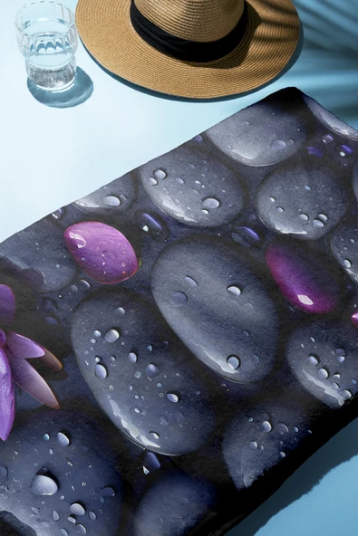 Dijital Baskı Plaj Deniz Havlusu Modern Desenli Peştamal (80X160 cm) HVL0059 RENKLİ 80 X 160 - Resim 3