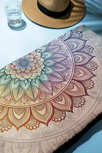 Dijital Baskı Plaj Deniz Havlusu Modern Desenli Peştamal (80X160 cm) HVL0060 RENKLİ 80 X 160 - Resim 3