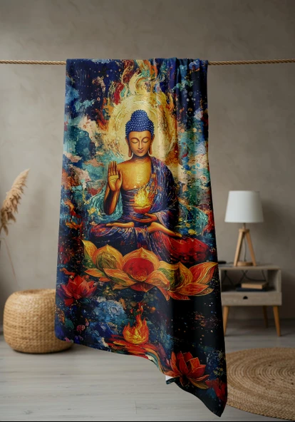 Dijital Baskı Plaj Deniz Havlusu Modern Desenli Peştamal (80X160 cm) HVL0062 RENKLİ 80 X 160 - Resim 2