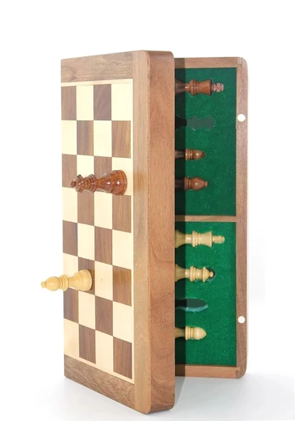 Mıknatıs Taşlı Ahşap Katlanabilir Kutulu Satranç Oyunu 35 Cm G224 ürün görseli