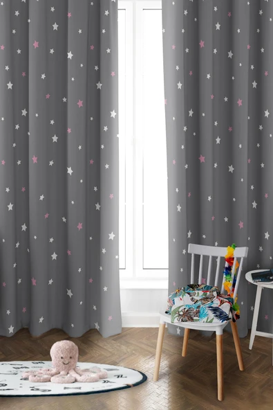 Parlak Saten Mikro Kumaş Çift Kanat Çocuk Odası Fon Perde Takımı PRD0036 RENKLİ 140 X 270 ürün görseli