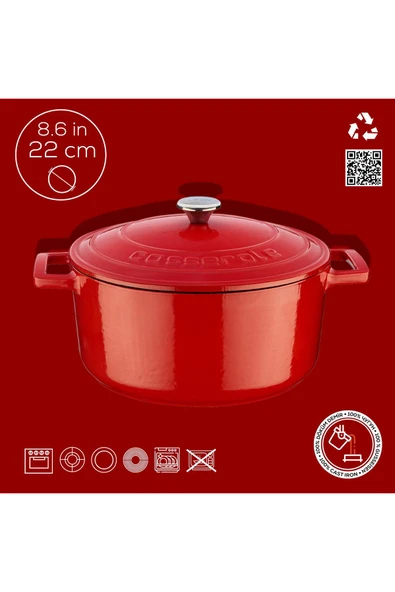 Lava LV Y TC 22 K1 R- 22cm Kırmızı Derin Tencere - Resim 5