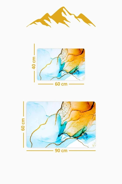 Yıkanabilir Kaymaz Tabanlı Modern Desenli 2'li Banyo Paspas Takımı BPS0023 RENKLİ 60 X 90 - Resim 2