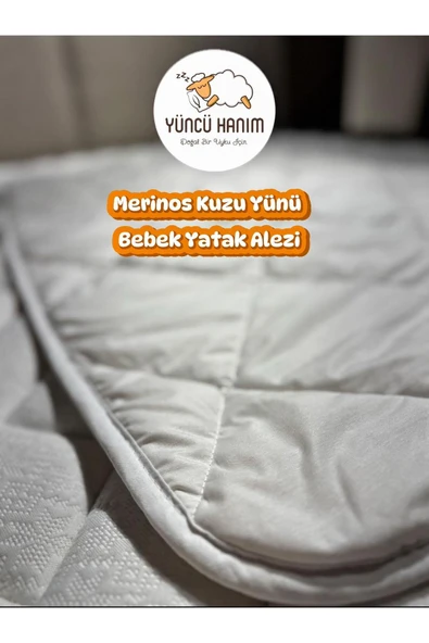 Yüncü Hanım %100 Yün Dolgu Bebek Uyku Seti 3'lü Paket (Yün Yorgan + Yün Alez + Yün Yastık) - Resim 4