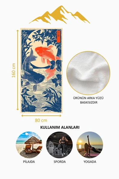 Dijital Baskı Plaj Deniz Havlusu Modern Desenli Peştamal (80X160 cm) HVL0064 RENKLİ 80 X 160 - Resim 4