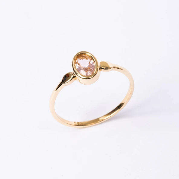 Gümüş Yüzük - 0.90 Karat Morganit Taşlı Tektaş 925 Ayar Gümüş Evlilik Teklifi Yüzüğü - 9