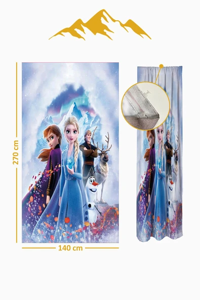 Parlak Saten Mikro Kumaş Çift Kanat Çocuk Odası Fon Perde Takımı PRD0048 RENKLİ 140 X 270 - Resim 2