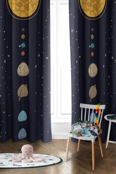 Parlak Saten Mikro Kumaş Çift Kanat Çocuk Odası Fon Perde Takımı PRD0039 RENKLİ 140 X 270 ürün görseli