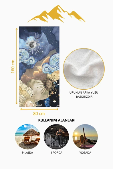Dijital Baskı Plaj Deniz Havlusu Modern Desenli Peştamal (80X160 cm) HVL0057 RENKLİ 80 X 160 - Resim 4