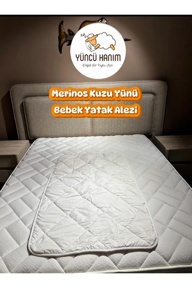 Yüncü Hanım %100 Yün Dolgu Bebek Uyku Seti 3'lü Paket (Yün Yorgan + Yün Alez + Yün Yastık) - Resim 3