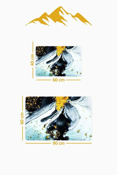 Yıkanabilir Kaymaz Tabanlı Modern Desenli 2'li Banyo Paspas Takımı BPS0010 RENKLİ 60 X 90 - Resim 2