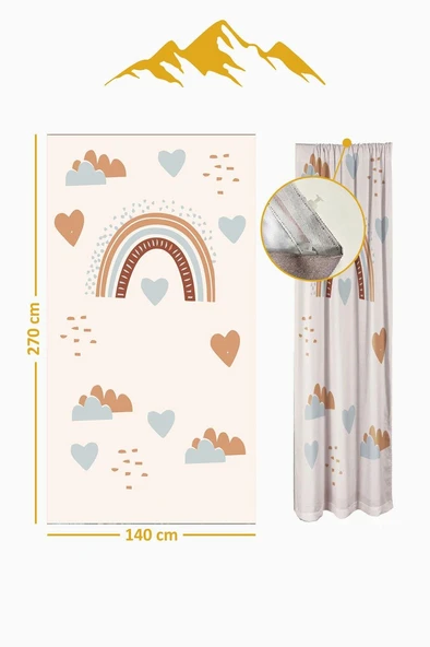 Parlak Saten Mikro Kumaş Çift Kanat Çocuk Odası Fon Perde Takımı PRD0033 RENKLİ 140 X 270 - Resim 2