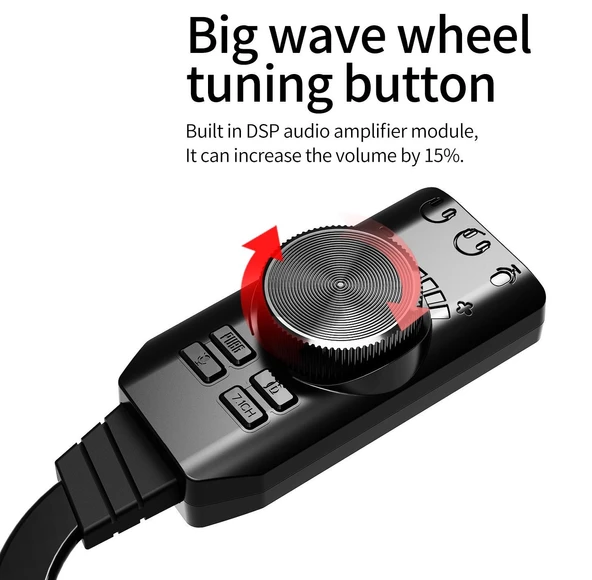 Daytona A4677 USB 2.0 Ses Kartı 7.1 Kanallı PC ve Laptop için PUBG Oyun Harici Ses Kartı 3.5mm - Resim 4