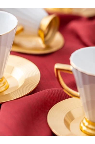 Acar Koh-05011 Alice Porselen 6 Lı Fincan Seti 90 ml Beyaz - Resim 2