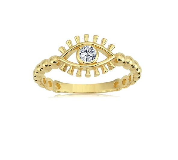 Gümüş Yüzük - Taşlı Kirpik Göz Top Top 925 Ayar Gümüş Yüzük-Göz Hediyelik 925 Ayar Gümüş Yüzük - 3