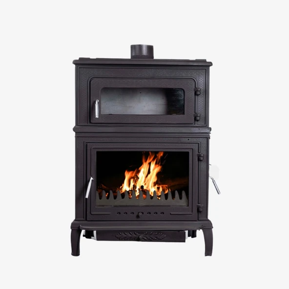 TDS Plazma X Fırınlı, Yan Kapaklı,Yan Camlı,  Alttan Küllüklü Döküm Şömine Soba - Resim 2