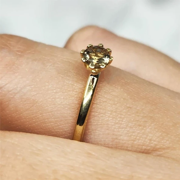 Gümüş Yüzük - Zultanit Doğal Taşlı Tek Taş 925 Ayar Gümüş Evlilik Teklifi Yüzüğü - 2