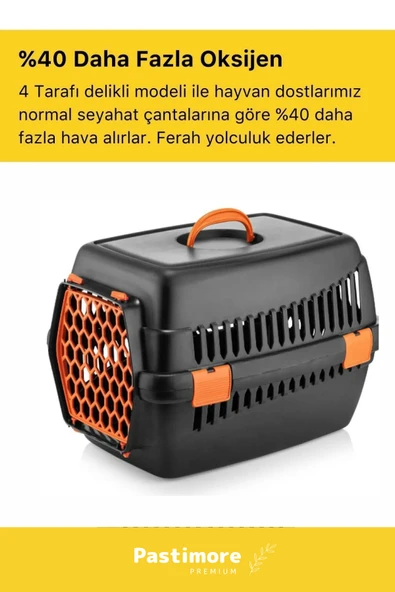 Pastimore Deluxe Serisi Güvenli & Konforlu Kedi Taşıma Sepeti Sağlam Pet Kutusu Seyahat Kafesi Çantası Pembe - 3