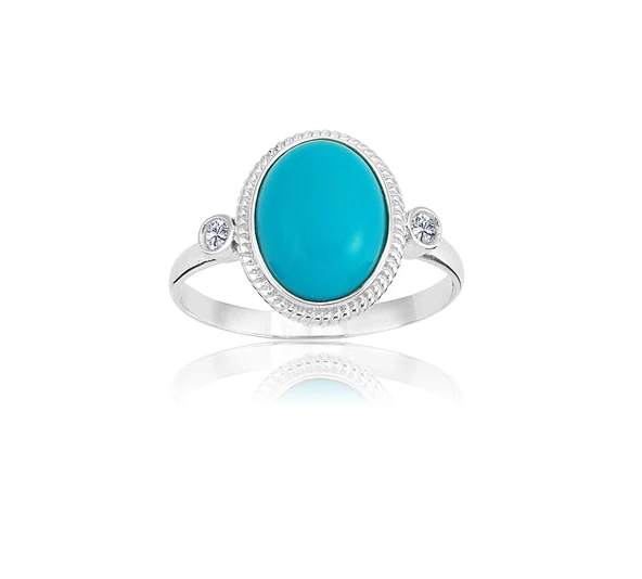 Vintage Firuze Taşlı 925 Ayar Gümüş Yüzük-Otantik Firuze Taşlı Gümüş Yüzük-Hediye Gümüş Yüzük