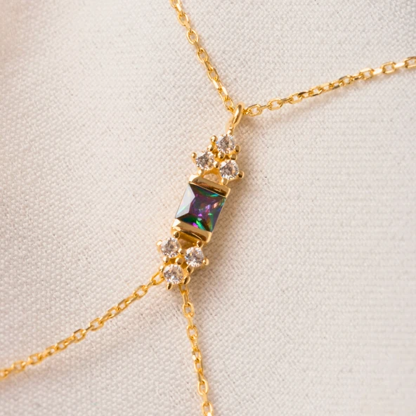 Gümüş Şahmeran - 925 Ayar Gümüş Prenses Kesim Mistik Topaz Taşlı Şahmeran - 6