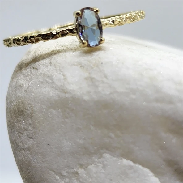 Gümüş Yüzük - Mila 030CT Zultanit Tektaş Minimal Tasarım Gümüş Yüzük-Zultanit Hediyelik Tektaş Yüzük - Resim 11