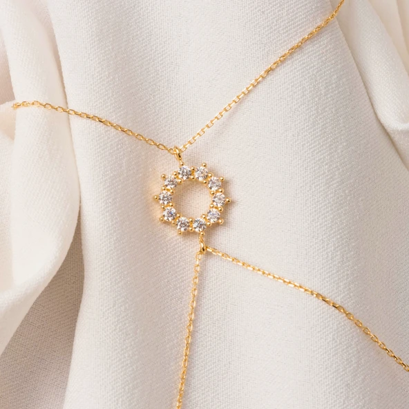 Gümüş Şahmeran - 925 Ayar Gümüş Yuvarlak Zirkon Taşlı Tasarım Şahmeran - 7