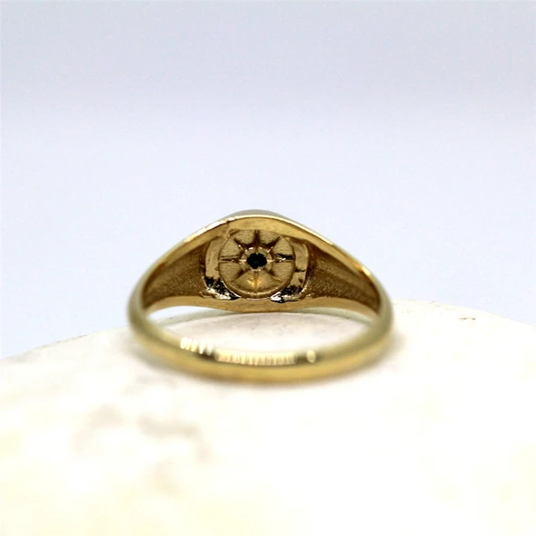 Firuze Taşlı Şimal Yıldızı Yuvarlak Mühür 925 Ayar Gümüş Yüzük-Yıldızlı Hediye Gümüş Yüzük - 6