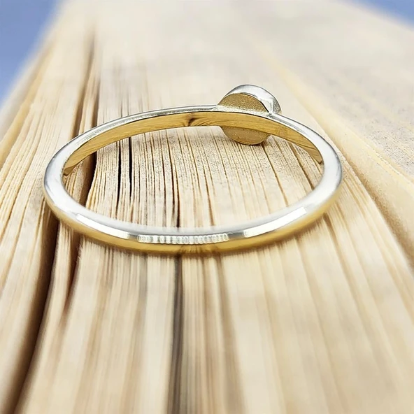 Gümüş Yüzük - Mavi Göz Boncuklu 925 Ayar Gümüş Tektaş-Nazar Boncuklu Minimal 925 Ayar Tektaş Yüzük - 5