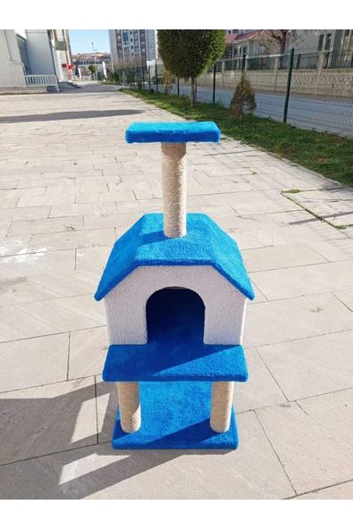 MRCDEKOR çift katlı tırmalamalı kedi evi