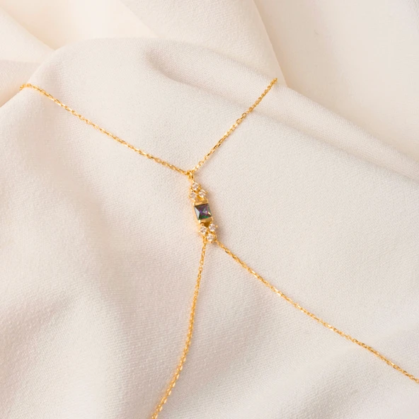 Gümüş Şahmeran - 925 Ayar Gümüş Prenses Kesim Mistik Topaz Taşlı Şahmeran - 8