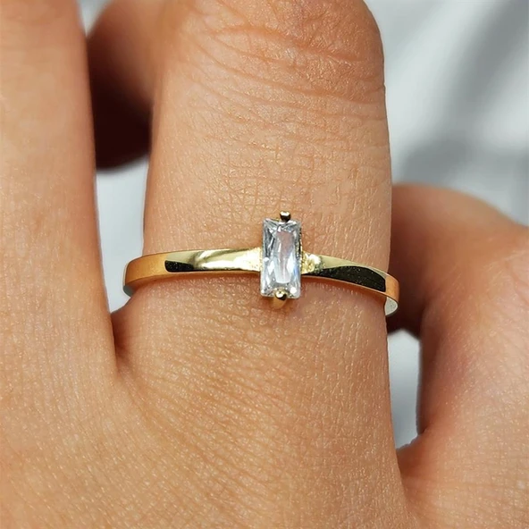 Gümüş Yüzük - Baget Tasarım Signity Swaroski (Zirkon) Taşlı Tek Taş 925 Ayar Gümüş Yüzük - Resim 11